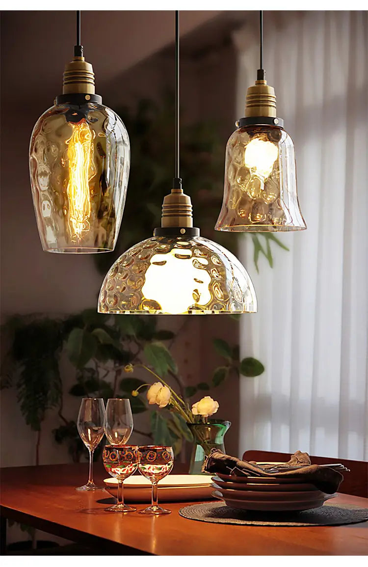 Luxury Retro Industrial Water Ripples Glass Pendant Lights