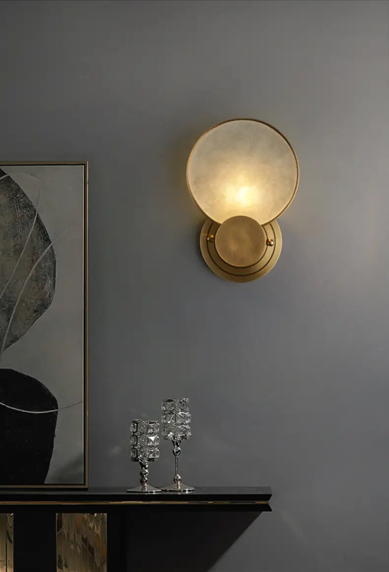 Round Marble Wall Lights Foyer Bedside Lamp Aisle Corridor