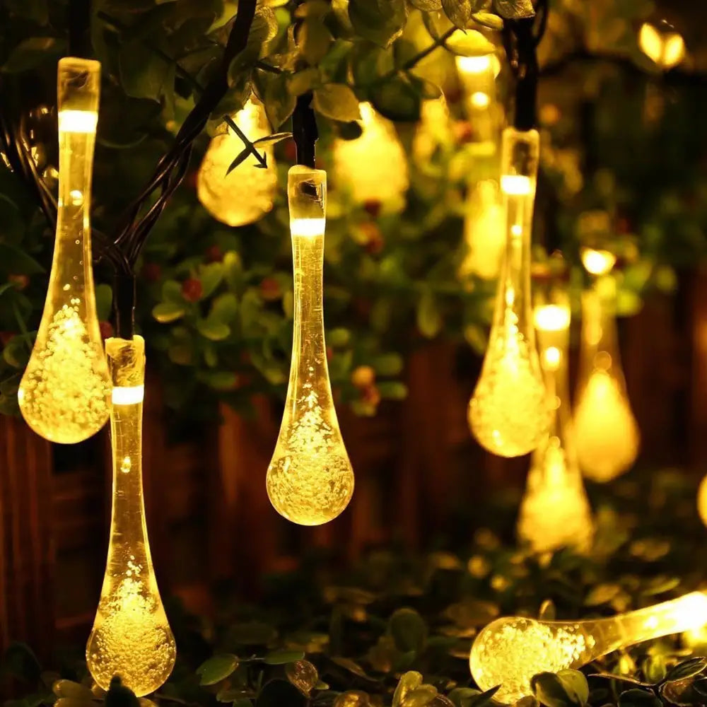 Solar Droplet Bulb String Lights Outdoor Waterproof Outdoor