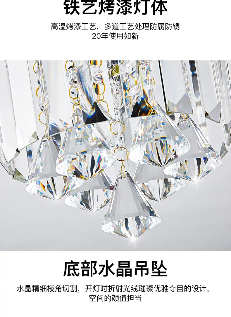 American Round Crystal Ceiling Lamp Modern Simple Corridor