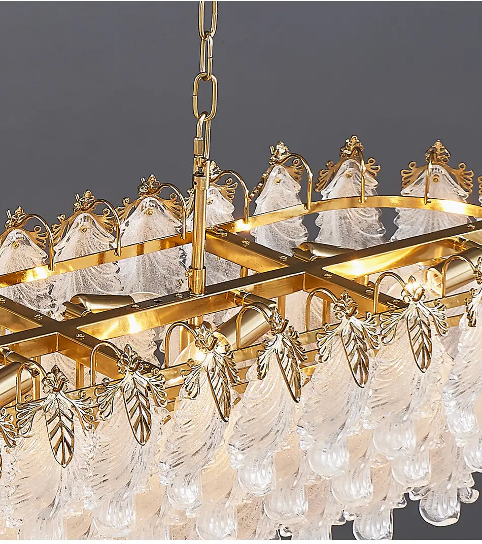 Luxury Gold Rectangle Chandelier - Modern LED Glass