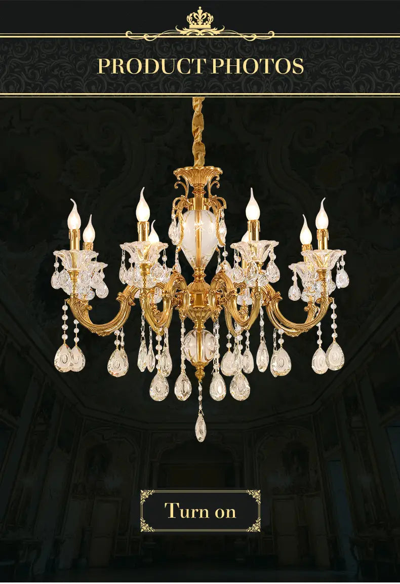 Luxury Classical Chandeliers Vintage Brass Pendant Lamp