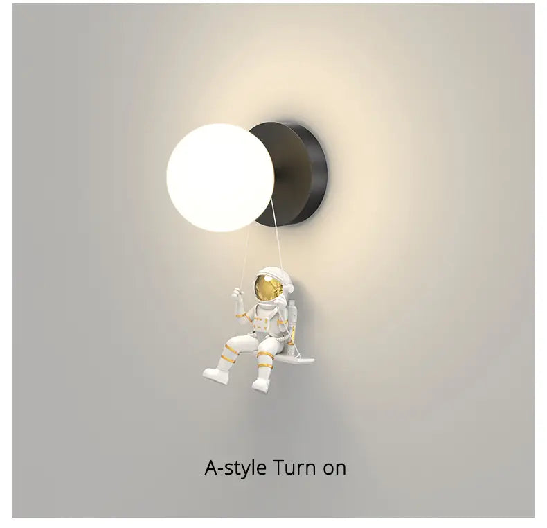 Astronaut Swing Glass Ball Modern Children Wall Lamp Bedroom
