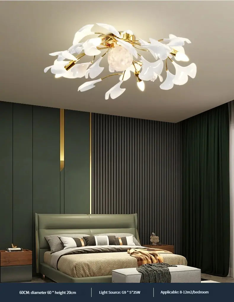 Ava1 - Modern Ginkgo Leaf LED Ceiling Chandelier - Stylish
