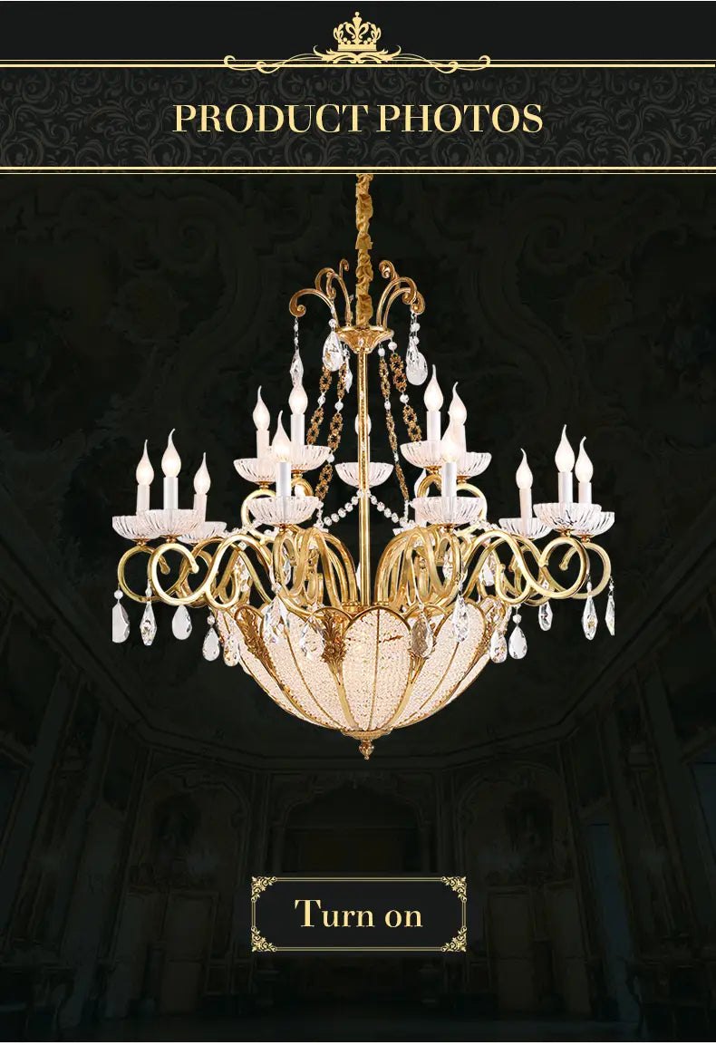 Belle Époque - Large French Copper Crystal Chandelier for