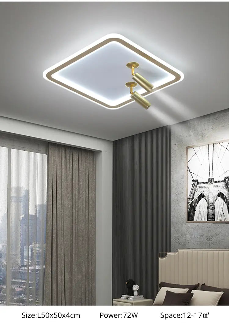 Modern square Led Chandelier With spotlights For Bedroom