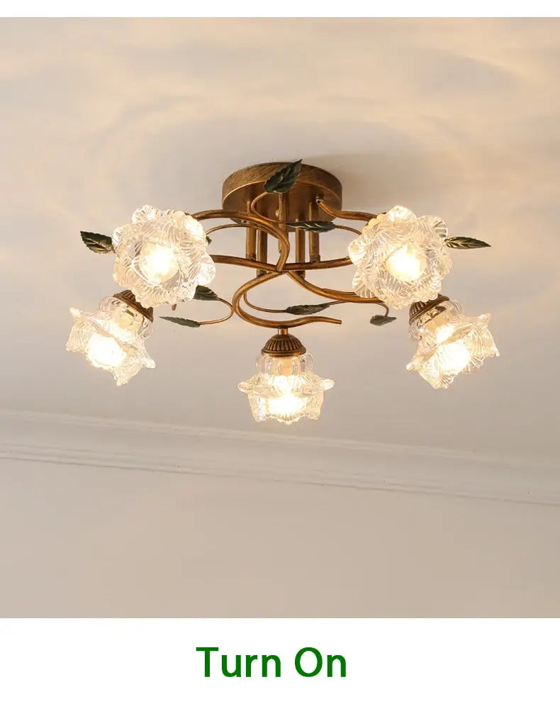 Bella European Vintage LED Ceiling Light - Green Plant