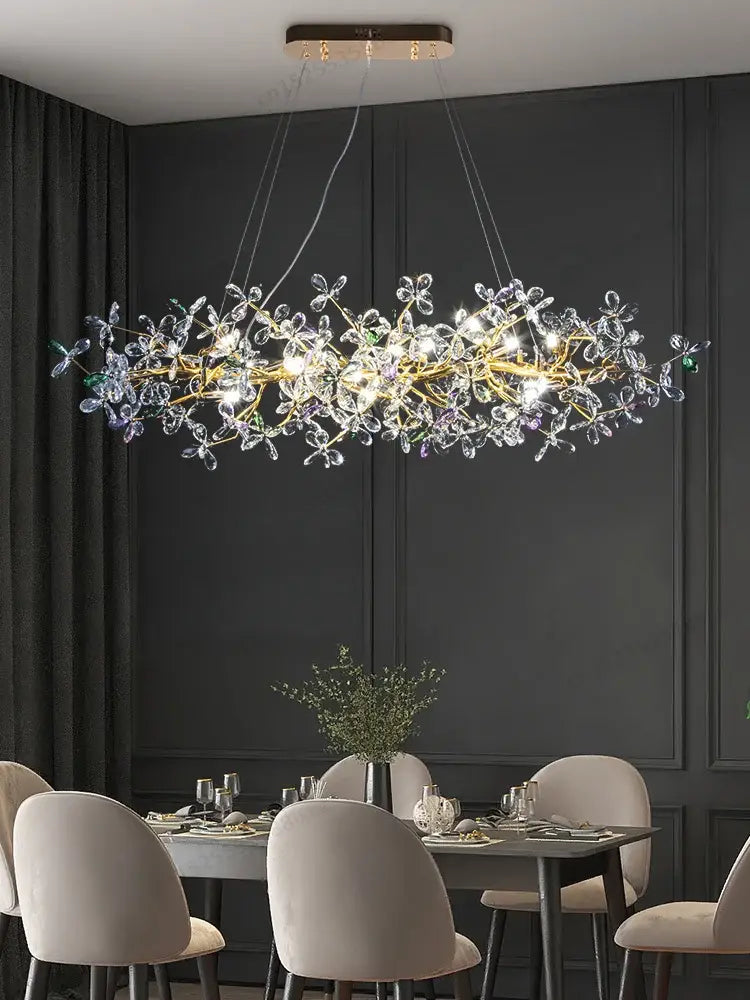 Liana French Crystal Gold Pendant Lamp for Dining & Villas