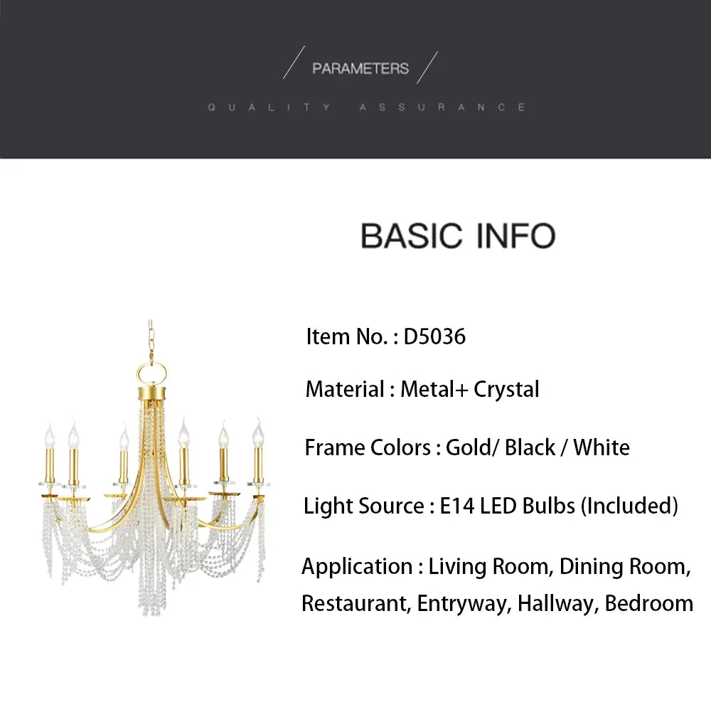 Candle Ceiling Chandeliers Gold New LED Lustres Classical