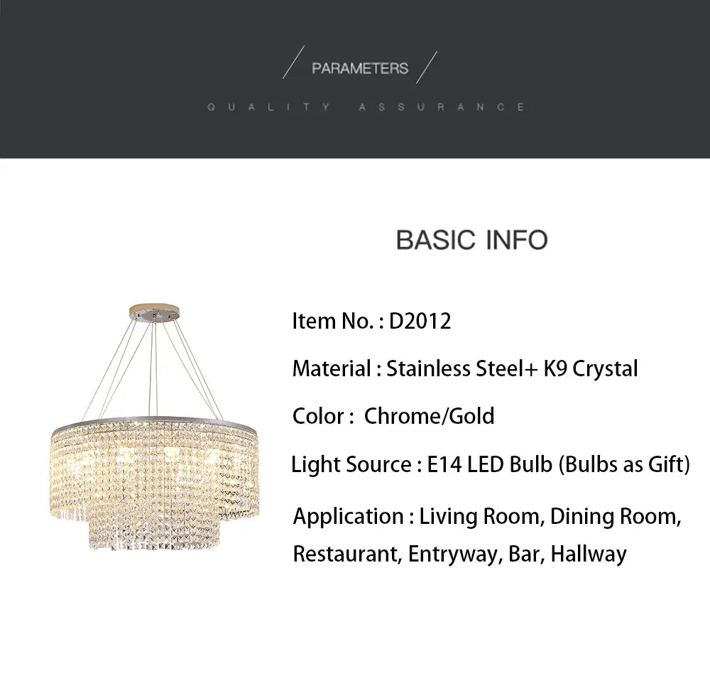 Luxury Chrome Ceiling Chandeliers New Hanging Lamps Light