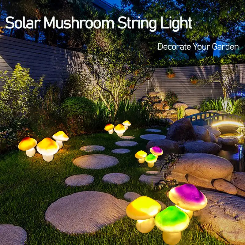 Solar Mushroom Light Garden Outdoor Decor 2 Modes Waterproof