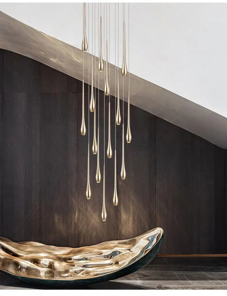 Modern Lighting Gold-Plated Chandelier Minimal Design Luxury