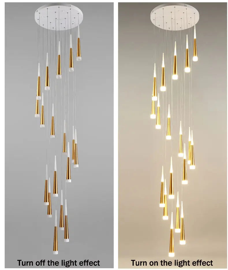 LED Chandelier Gold/Black/White/Coffe/Silver Staircase Long