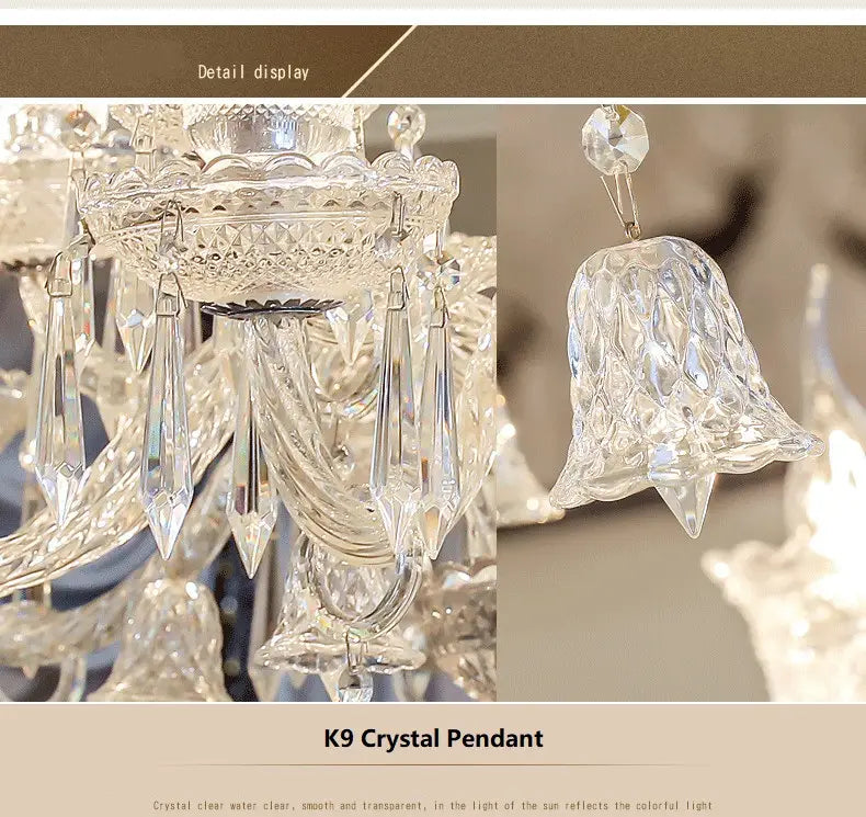 Vintage K9 Crystal Chandelier - Elegant Lighting for Living