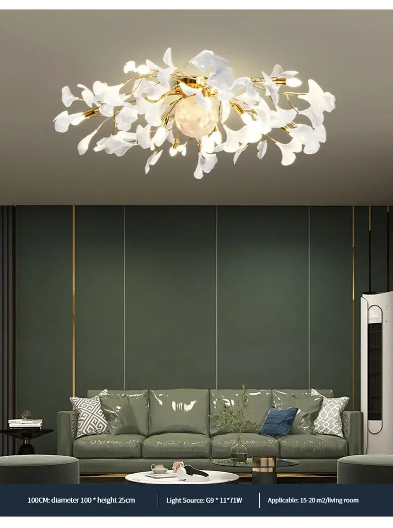 Ava1 - Modern Ginkgo Leaf LED Ceiling Chandelier - Stylish