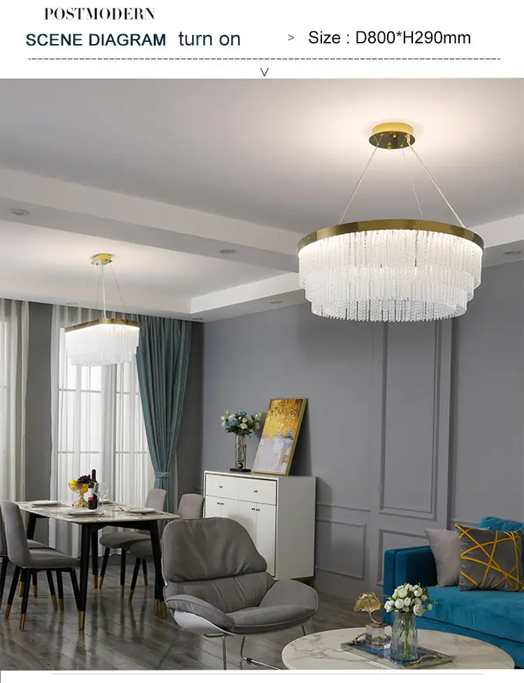 Moden Chandelier Lighting for Living Room Luxury Round