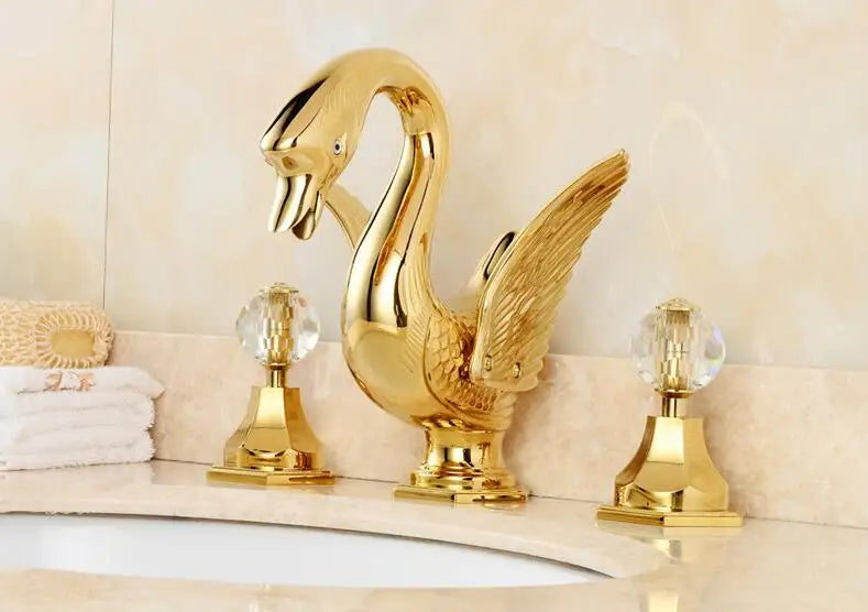 Basin Faucet Widespread Hot and Cold Swan Sink Faucet