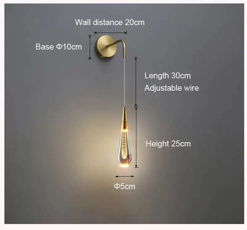 Creative raindrops wall lights living bedroom luxury crystal