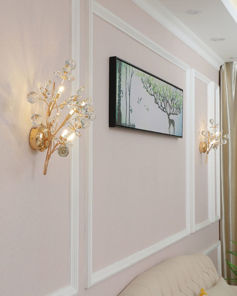 Romantic Flowers Branches G4 Bulb Wall Lights Clear Crystal