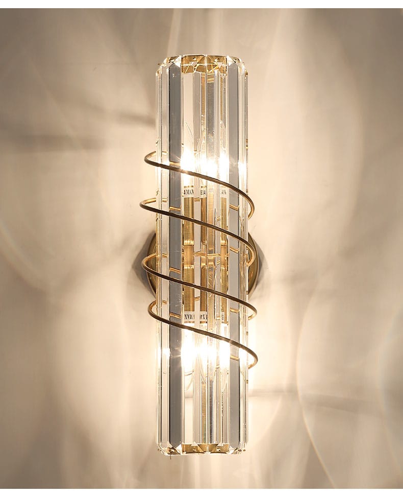 Modern Light Luxury Cylindrical Crystal Wall Lamp Living