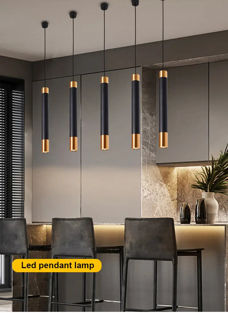 Long Tube Pendant Lamps For Bedroom Bedside Restaurant Led