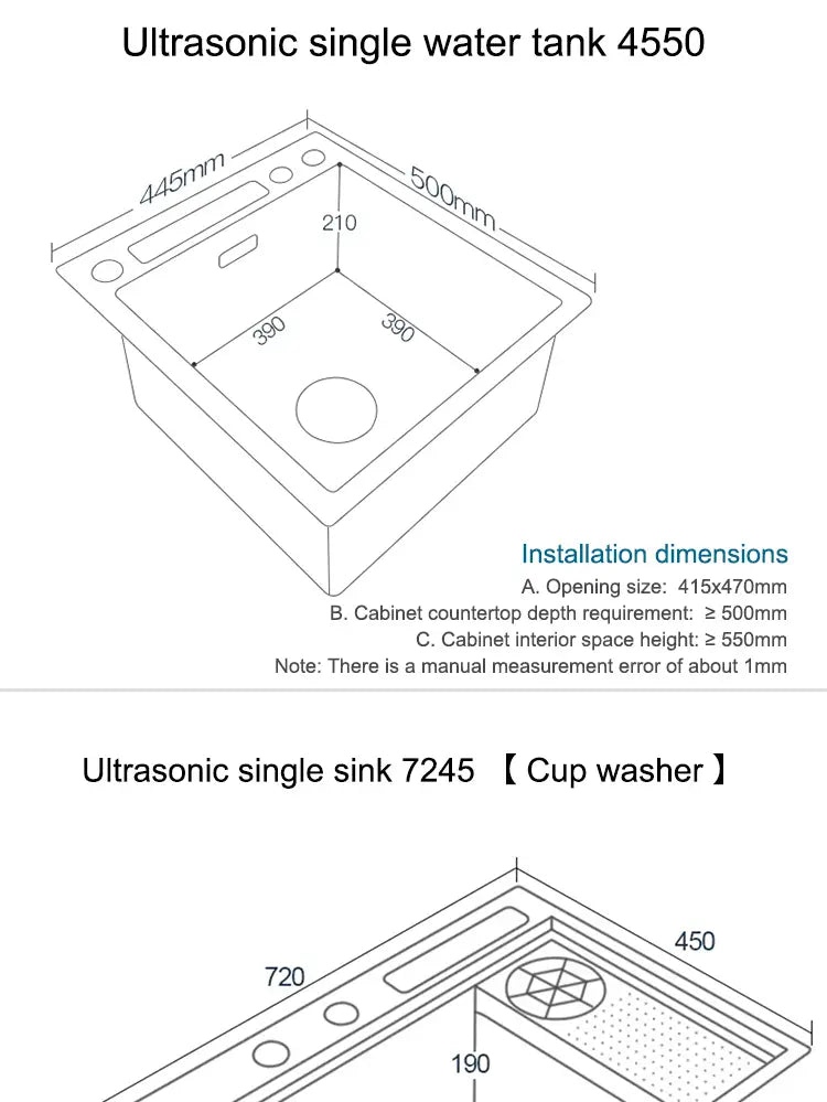 Kitchen Sink Stainless Steel Dishwashing Sink Ultrasonic