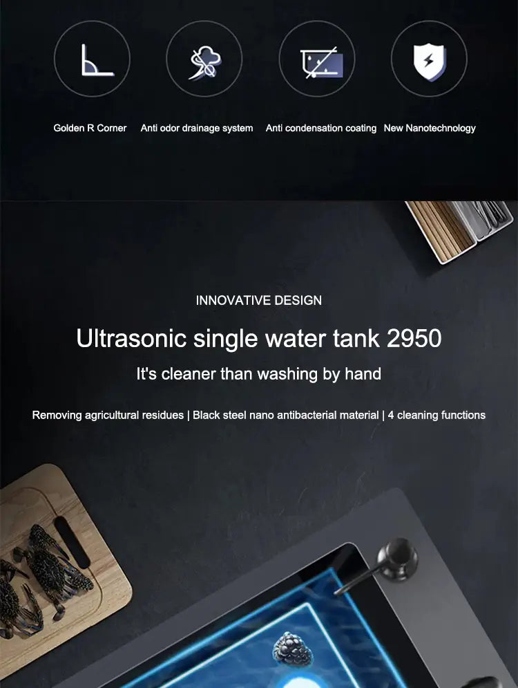 Kitchen Sink Stainless Steel Dishwashing Sink Ultrasonic