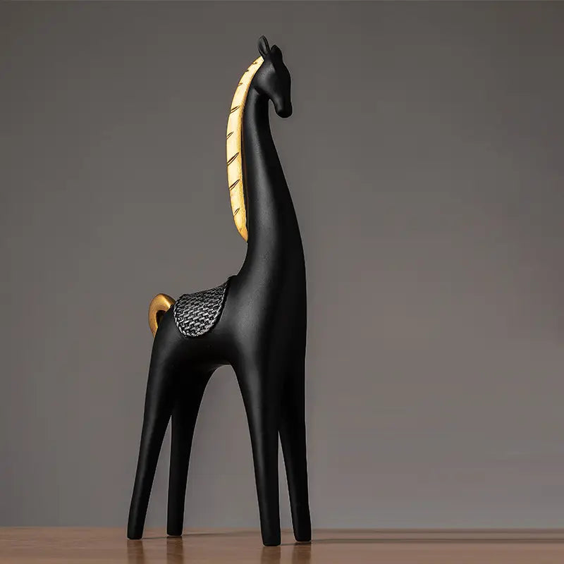 2 Piece - Luxury Golden Horse and ELK Figurines: Resin