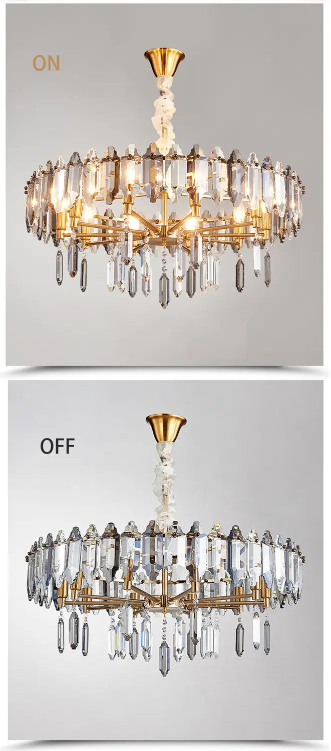 Modern Dimmable LED Chandeliers - Black Gray Crystal Lustres