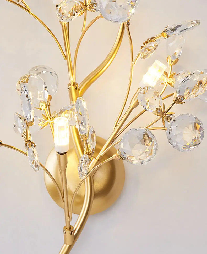 Romantic Flowers Branches G4 Bulb Wall Lights Clear Crystal