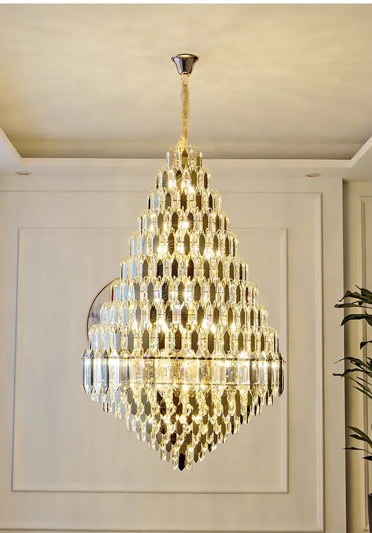 Large Chandelier Indoor Decorative Luxurious Golden Amber