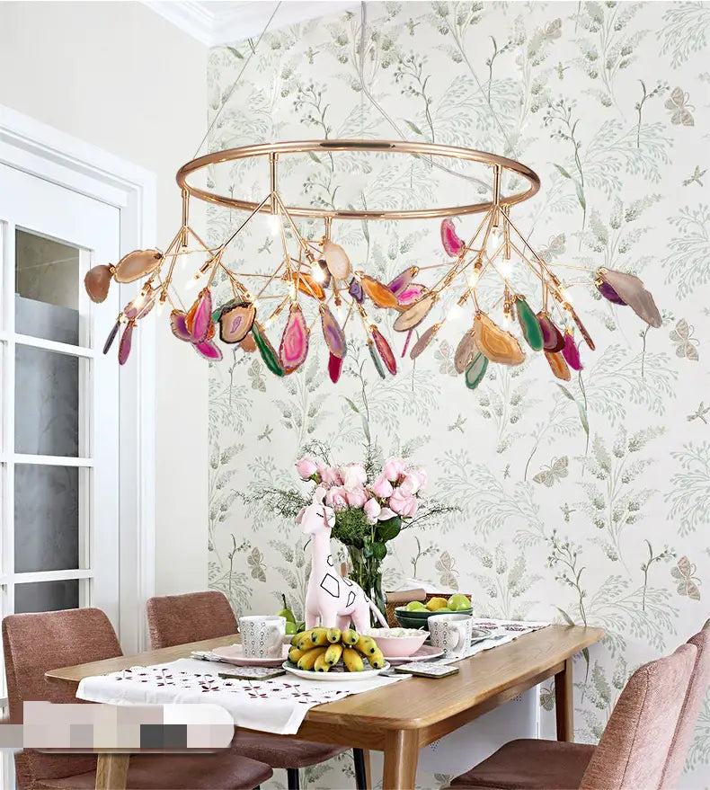 Beautiful Natural Agate Pendant Lights Foyer Bedroom