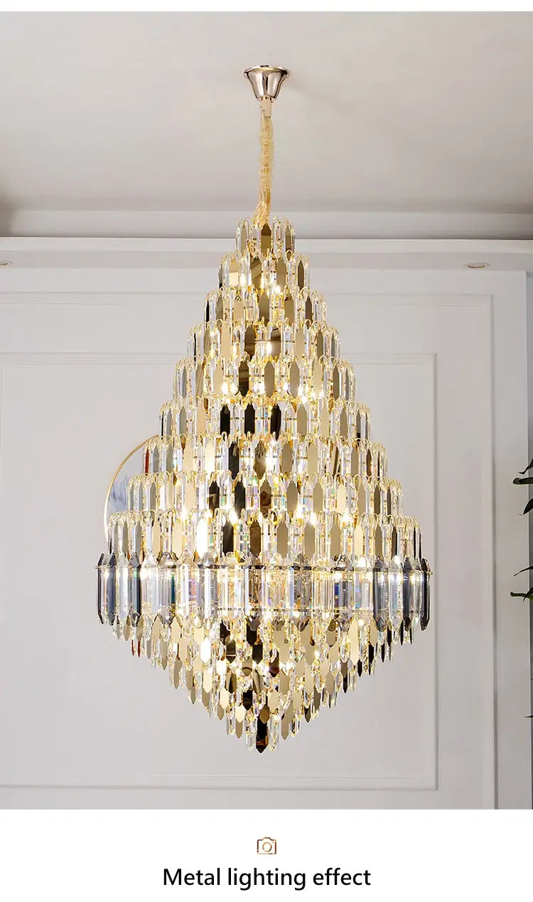 Large Chandelier Indoor Decorative Luxurious Golden Amber