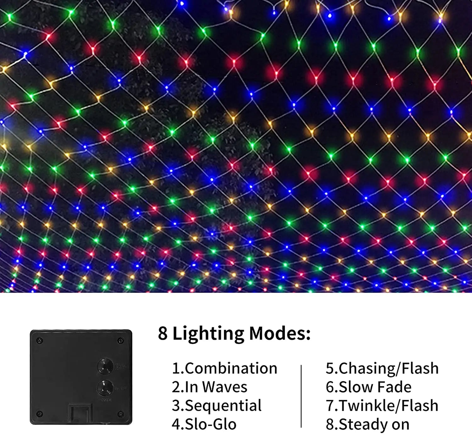 8 Modes Solar Power LED Net Curtain light Mesh Fairy String