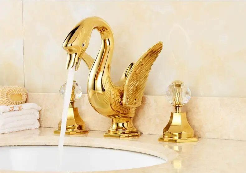 Basin Faucet Widespread Hot and Cold Swan Sink Faucet