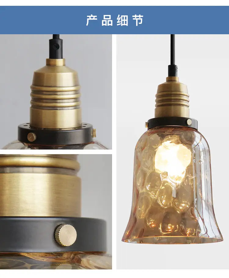 Luxury Retro Industrial Water Ripples Glass Pendant Lights