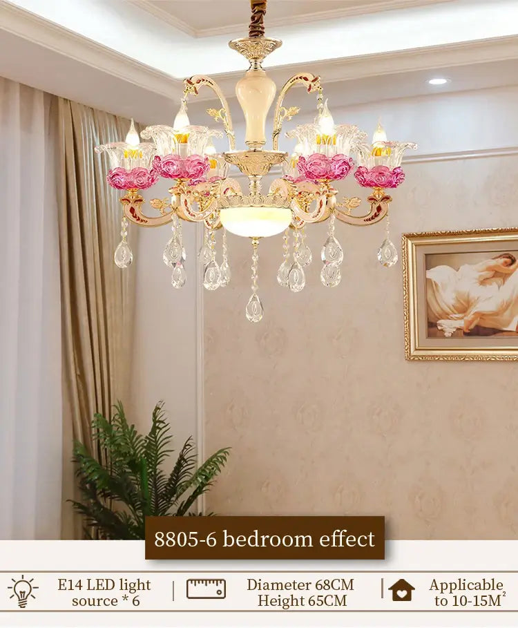 Luxurious European Crystal Flower Chandelier - French Villa