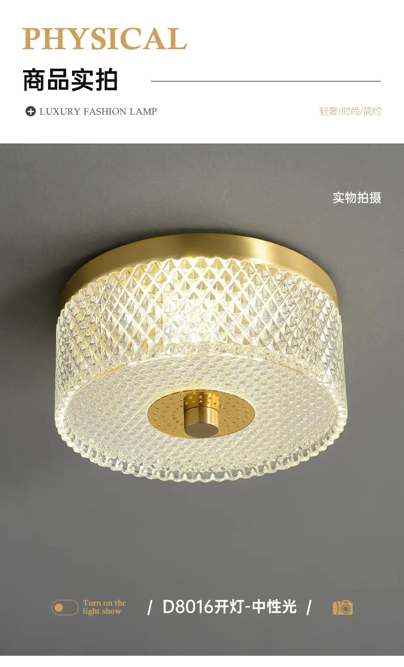 Modern Minimalist LED Ceiling Lights - Copper Glass