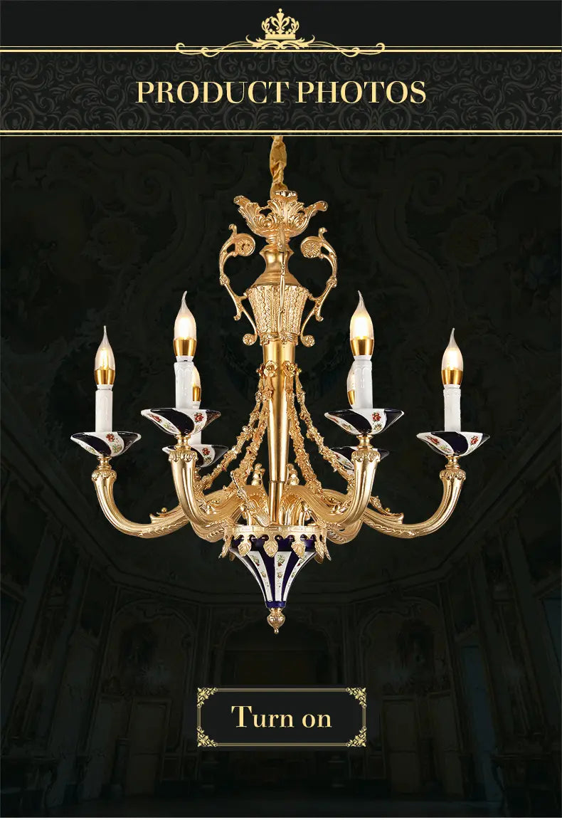Brass Vintage Ceramic Decorative Candle Light Fixture
