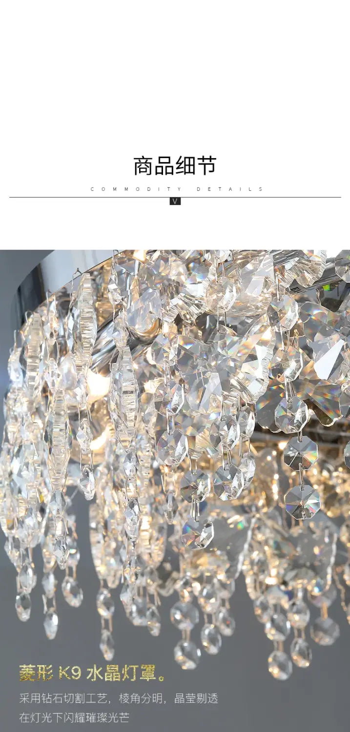 Contemporary Crystal LED Ceiling Chandelier for Living Room,