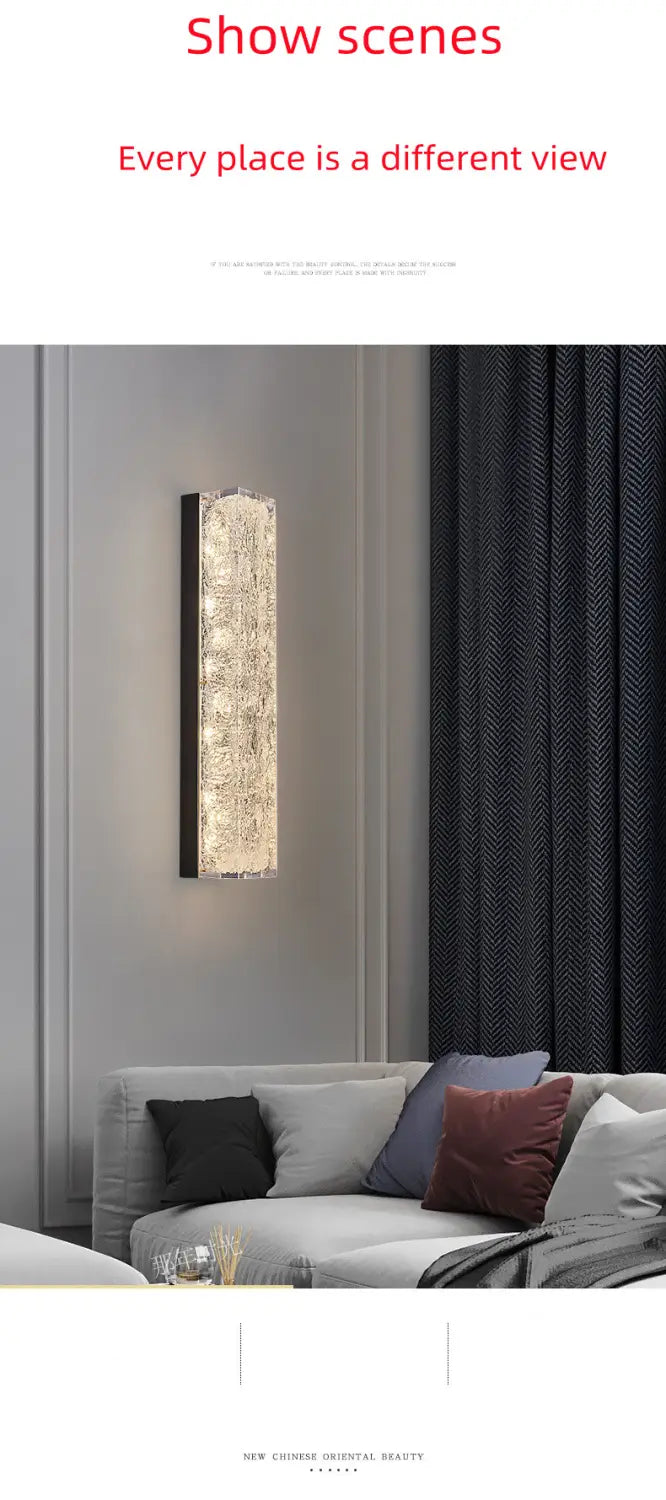 Bedside Copper Crystal LED Wall Lamp For Living Room