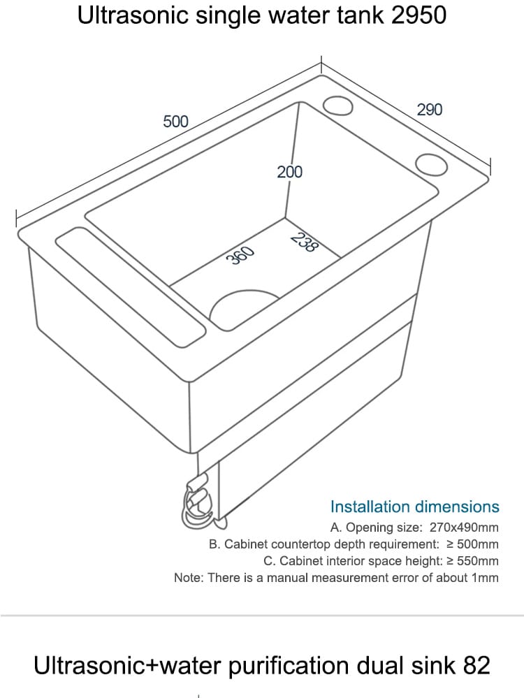 Kitchen Sink Stainless Steel Dishwashing Sink Ultrasonic