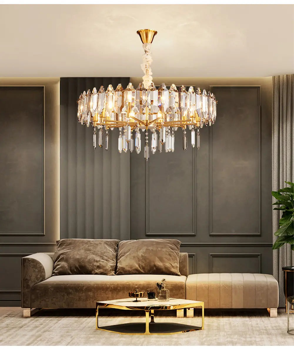 Modern Dimmable LED Chandeliers - Black Gray Crystal Lustres