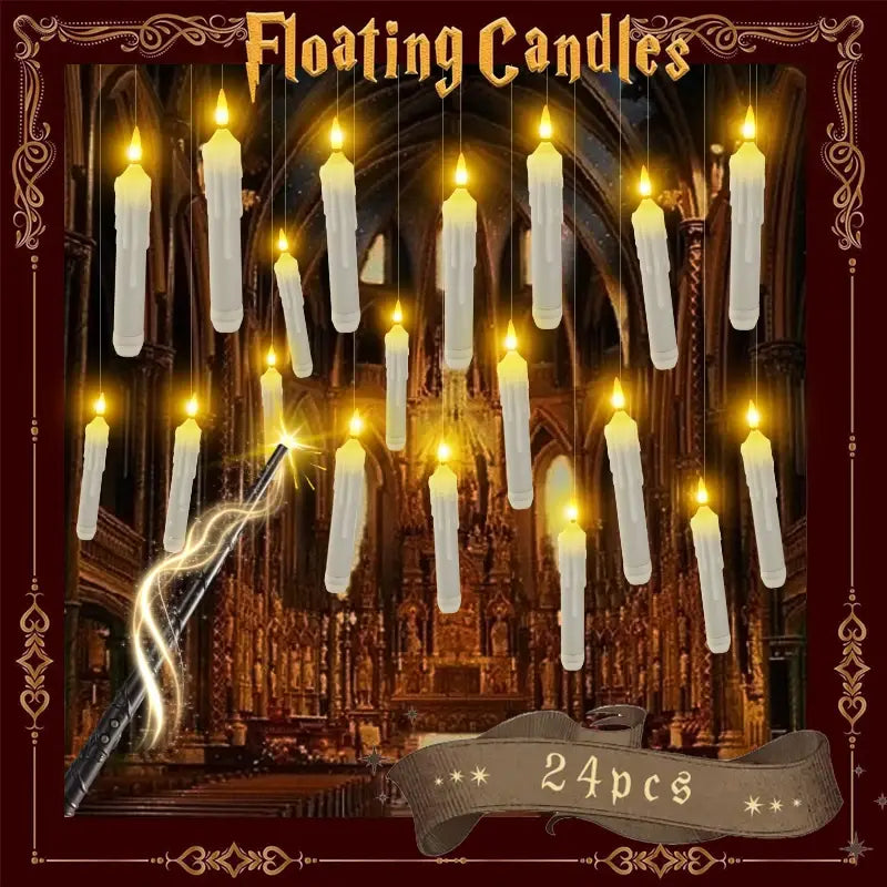LED Flameless Floating Candle With Wand Magic Remote Control