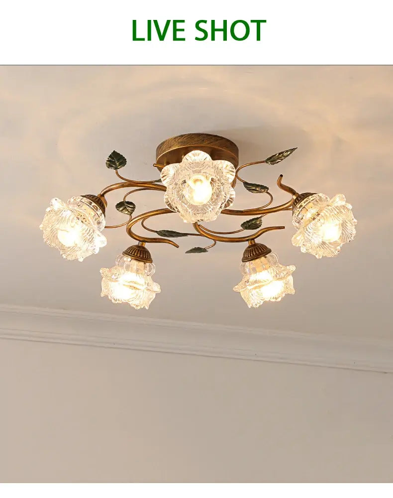 Bella European Vintage LED Ceiling Light - Green Plant