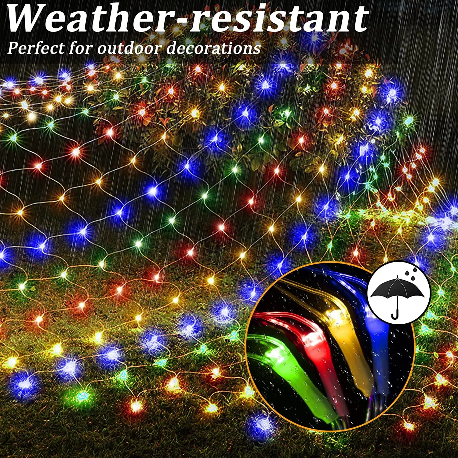 8 Modes Solar Power LED Net Curtain light Mesh Fairy String