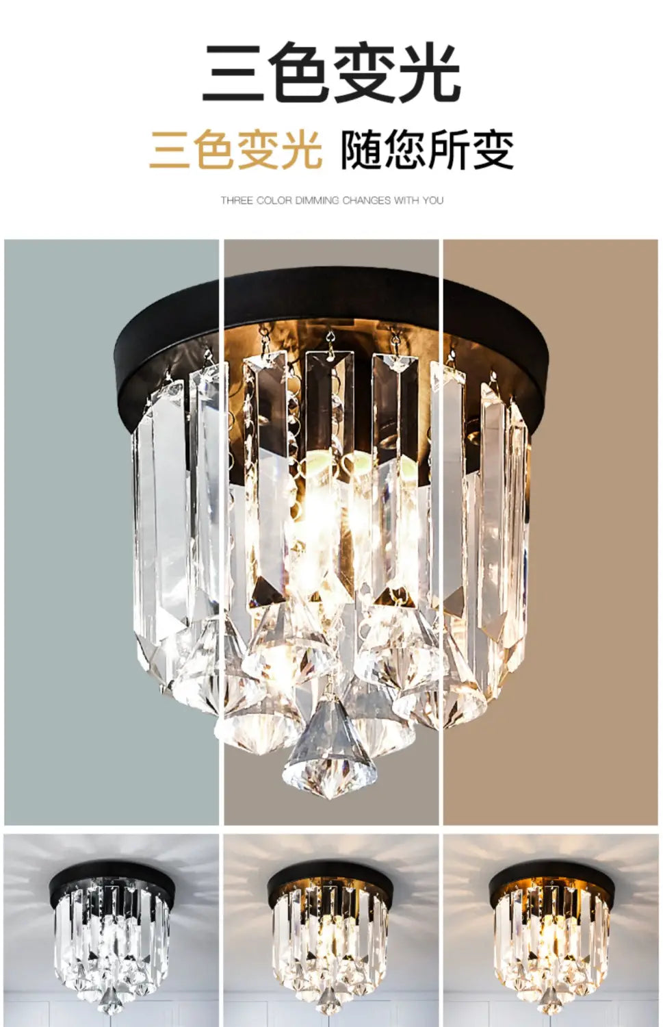 American Round Crystal Ceiling Lamp Modern Simple Corridor