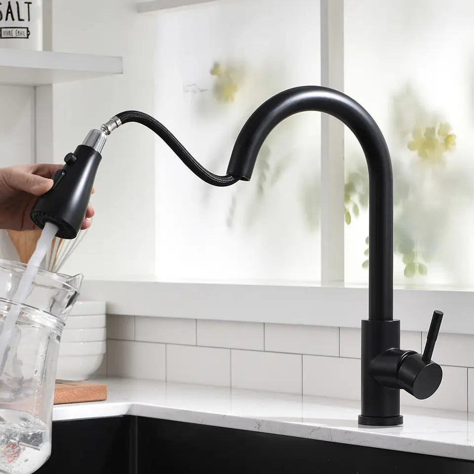Pull Out Kitchen Sink Faucet With 3 Modes Water Outlet Spout