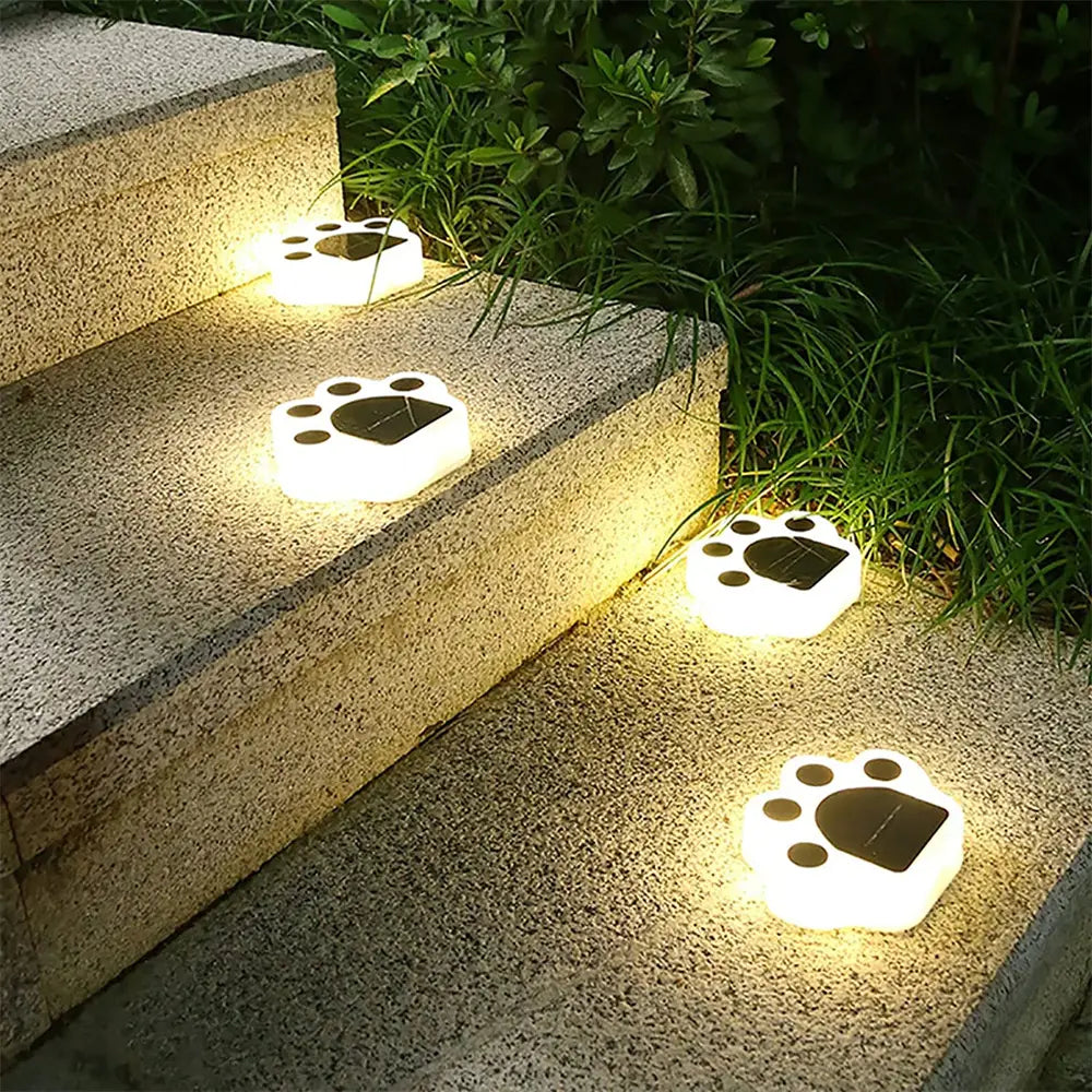 1/4pcs Waterproof LED Solar Bear Paw Ground Light Outdoor