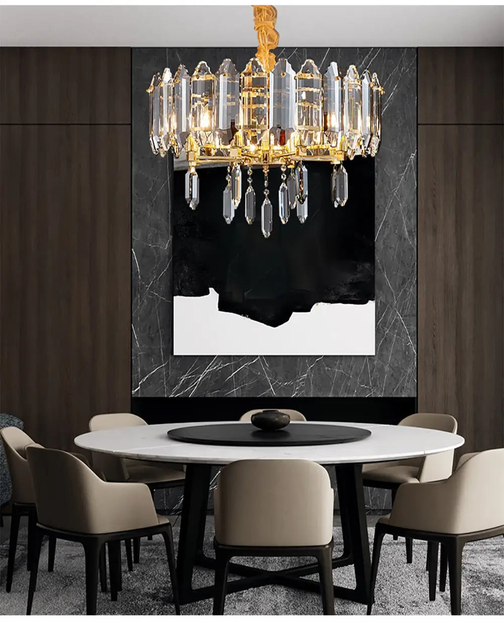 Modern Dimmable LED Chandeliers - Black Gray Crystal Lustres